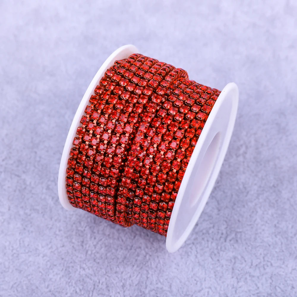 Crystal 10 Yard Rhinestones Trim Stone Cup Chain Gold Diamond Strass Decorative Applique Crystal Trimmings For Dresses