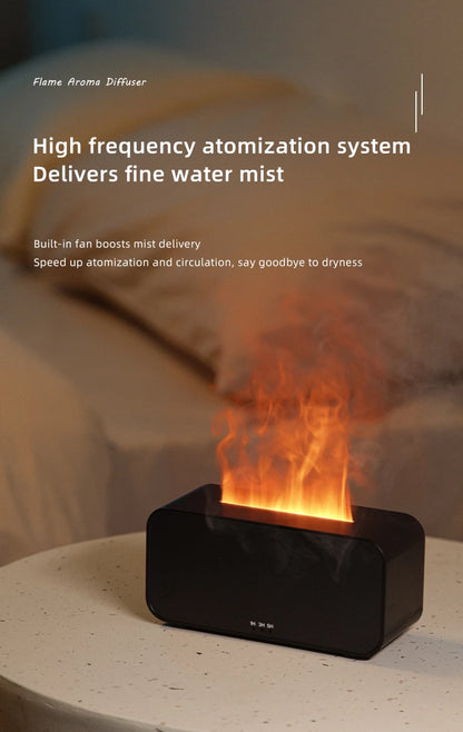 Flame Aroma Diffuser,Fragrance Essential Oil Diffuser Humidifier,with 3D Flame Night Light 120mL for Bedroom, Home and Office
