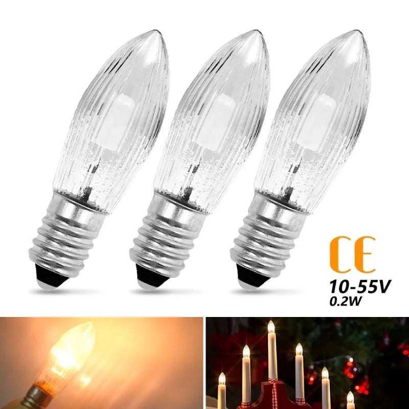Warm Light Glass Bulbs Tapered Candles E10 LED Replacement Bulbs for Lights Candle Arch Bathroom Kitchen Home Lamps Bulb Decor
