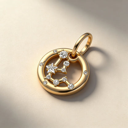 Hạt Charm Mạ Vàng Lấp Lánh 12 Cung Hoàng Đạo Mặt Dây Chuyền Hợp Vòng Tay Bạc Dạng Rắn, Vòng Cổ, Hạt Để Tự Làm Trang Sức Quà Tặng Nữ