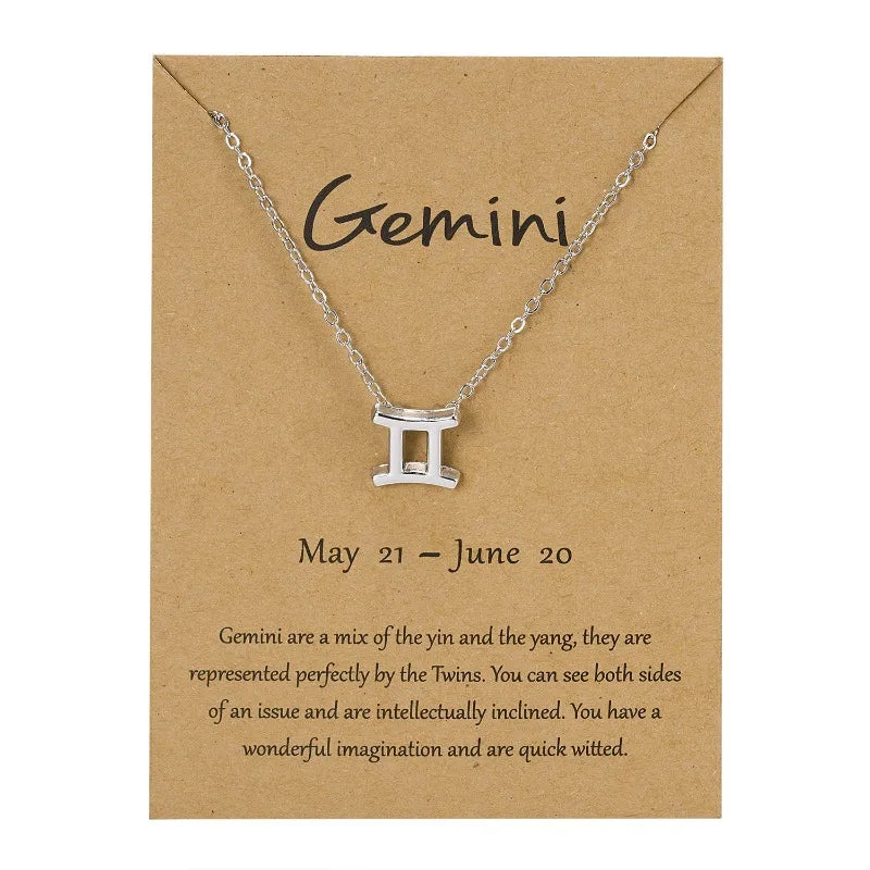 12 Horoscope Silver Color Pendant Necklace for Men Women Taurus Aries Leo Pisces Virgo 12 Constellations Jewelry Holiday Gifts