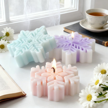 Snowflake Candle Silicone Mold DIY Christmas Soap Wax Melt Mold Aroma Stone Decor Handmade Craft Gift Home Decor Holiday Ornamen