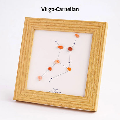 1 cadre photo en gravier de cristal naturel du zodiaque, décor de maison, fresque, ornements de bureau, accessoires de bricolage