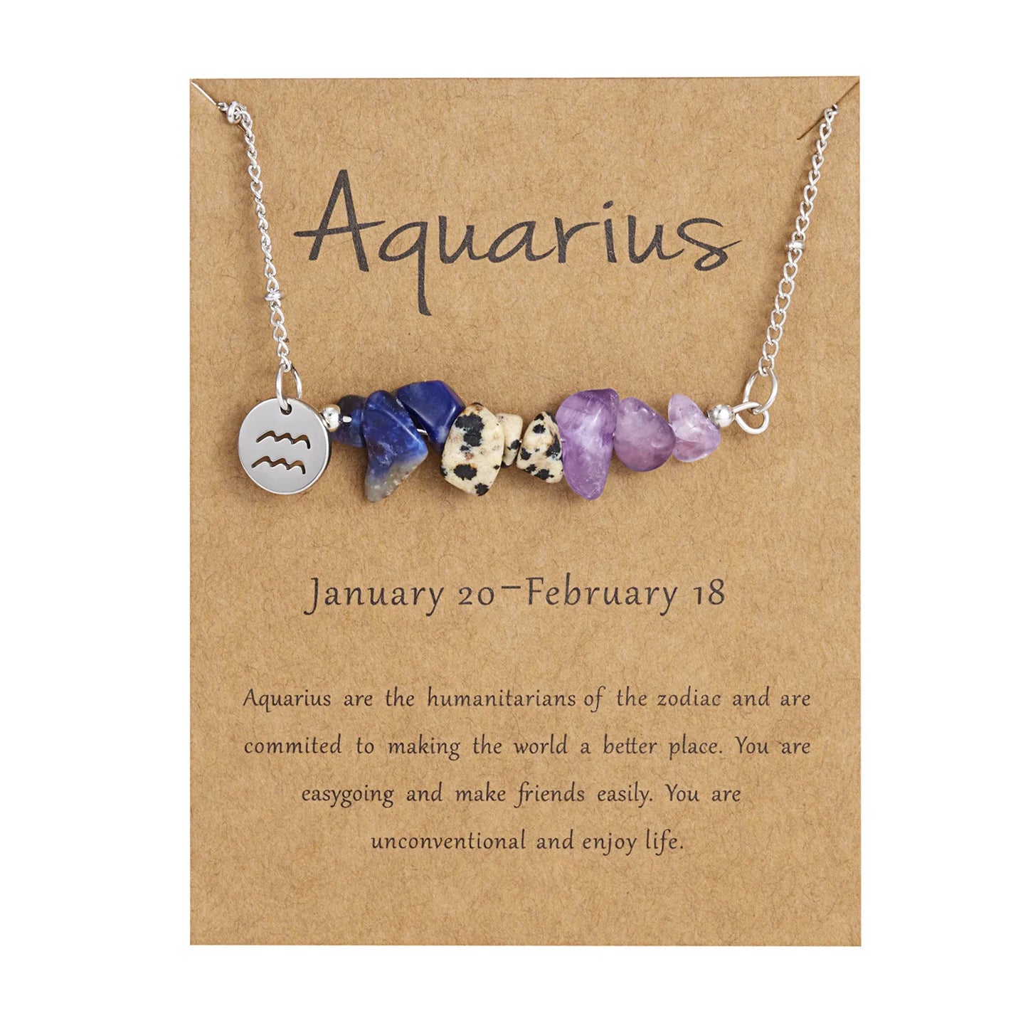 12 Zodiac Signs Constellation Charm Natural Crushed Stone Beaded Necklace for Men Women Couple Choker Virgo Leo Libra Jewelry