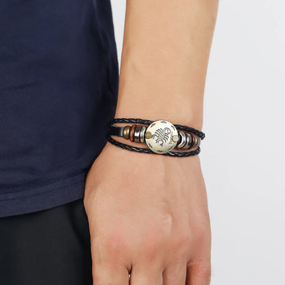 12 Horoscope Leather Bracelet for Women Man Vintage Retro Charm Male Bracelets Jewelry Gifts Pulseras Hombre Pulseras De Mujer