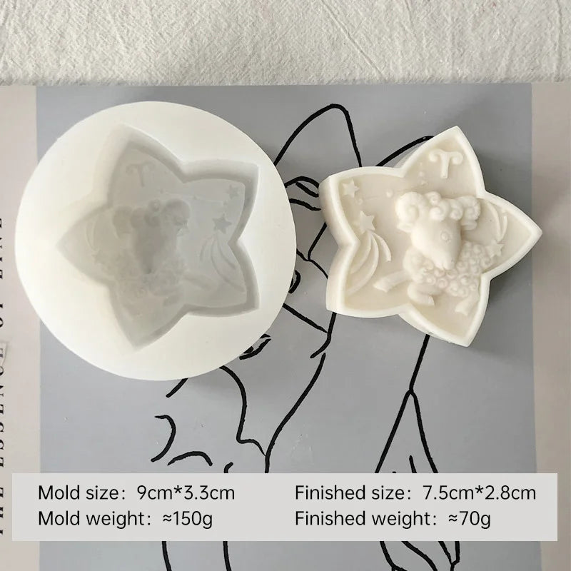 Twelve Horoscope Scented Candle Silicone Mold DIY Pentagram Constellation Aries Leo Gypsum Resin Handmade Soap Mould