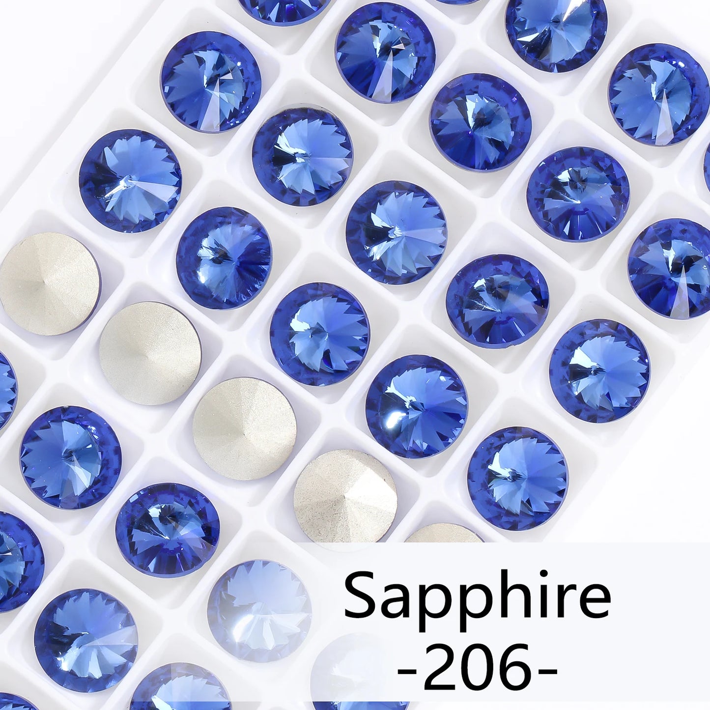 6/8/10/12/14MM Rivoli Rhinestone Round Pointed Diamond Stones Colorful Beads Crafts Crystal Nail Clothes Jewelry Accessories