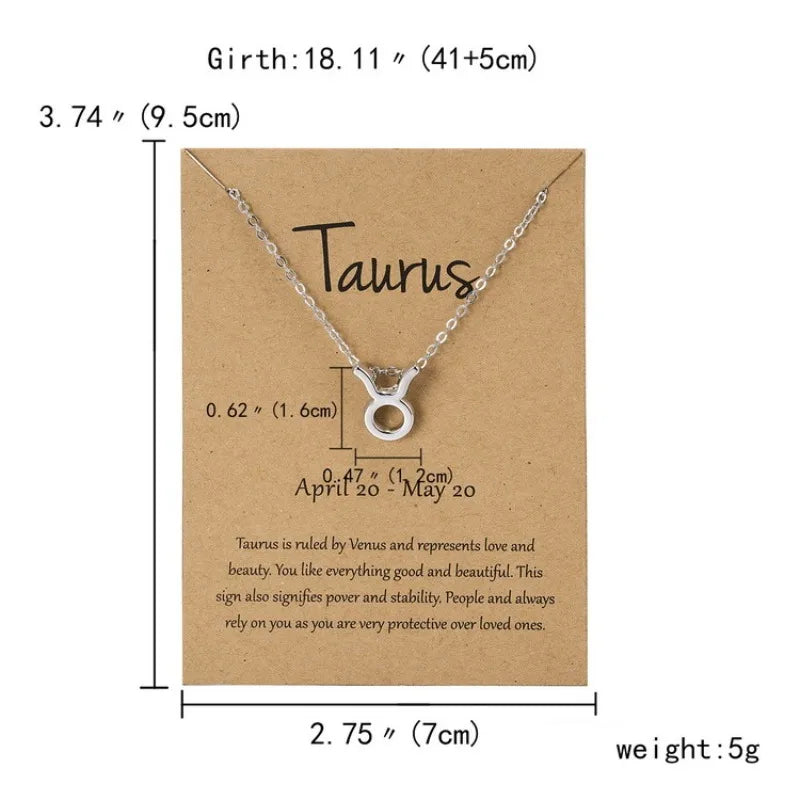 12 Horoscope Silver Color Pendant Necklace for Men Women Taurus Aries Leo Pisces Virgo 12 Constellations Jewelry Holiday Gifts