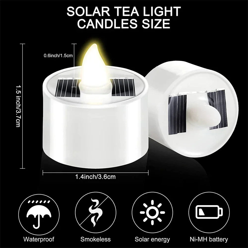 10pcs Solar Tea Light Led Candles Flameless Outdoor Waterproof Solar Tea Lights Rechargeable Candles for Party Garden Home Decor