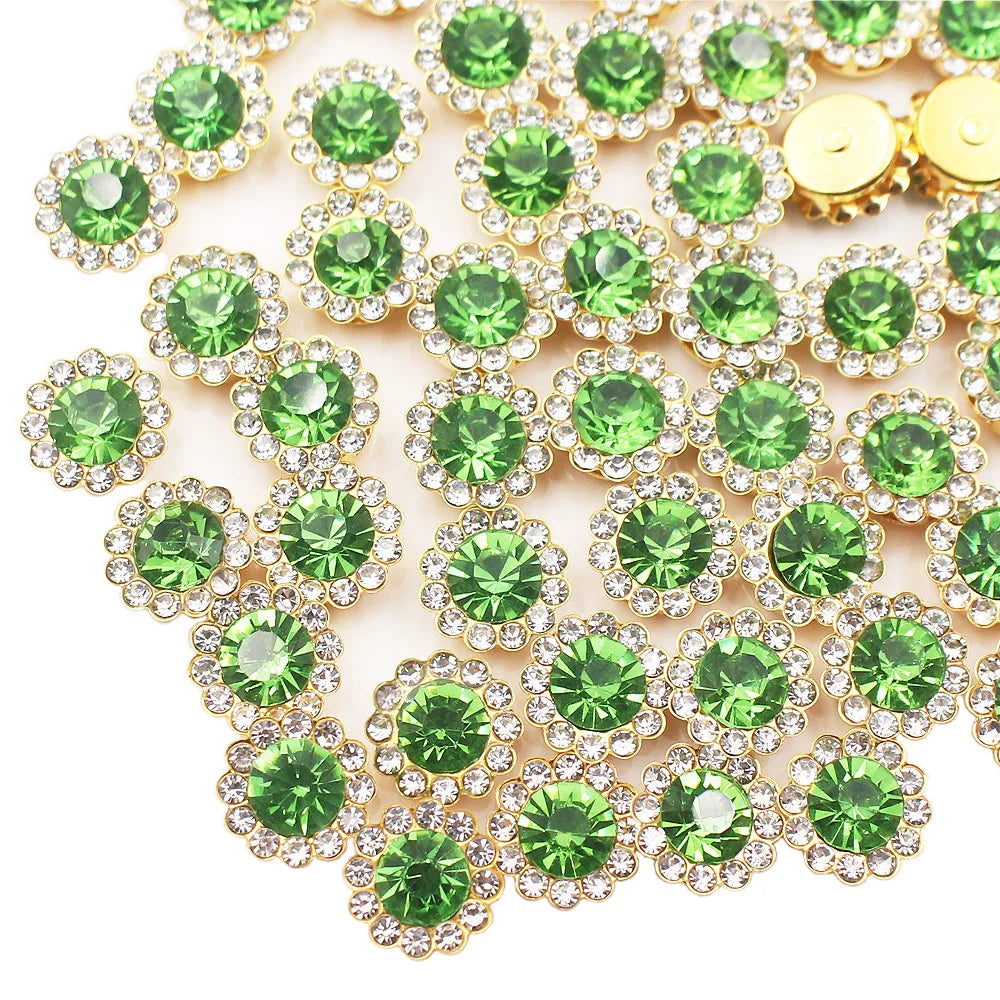 8mm-12mm Sunflower Sewing Claw Rhinestones Crystals Glass Beads Buttons Stones Sew On Rhinestone for Clothes Sewing Accessories