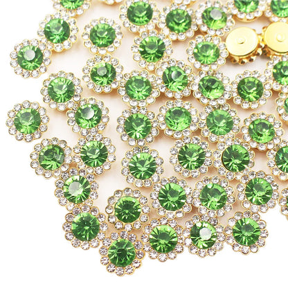 8mm-12mm Sunflower Sewing Claw Rhinestones Crystals Glass Beads Buttons Stones Sew On Rhinestone for Clothes Sewing Accessories