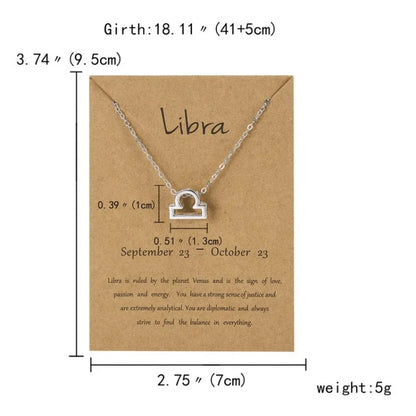 12 Horoscope Silver Color Pendant Necklace for Men Women Taurus Aries Leo Pisces Virgo 12 Constellations Jewelry Holiday Gifts