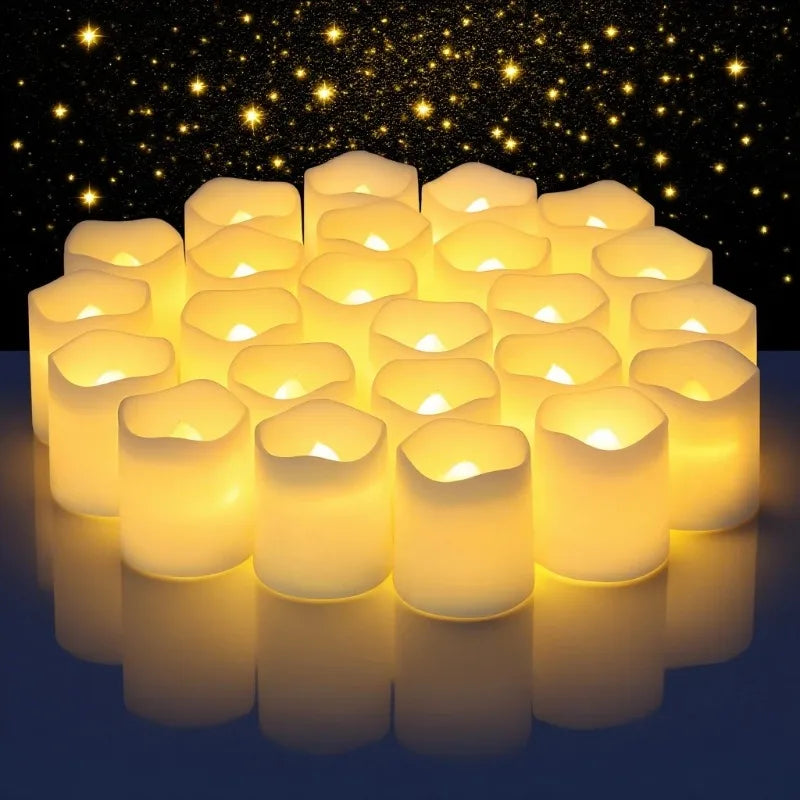 Flickering LED Ivory Electronic Candle, Flameless Tealight Candle,Battery Operated LED Tealight Candle, Ideal for Weddings, Ta