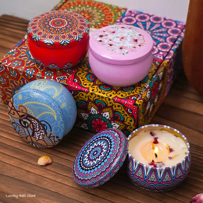 4Pcs/Box Scented Candle Set Gift Islamic Arabian Patterns Fragrance Candle Jar DIY Smokeless Couples Romantic Incense Candles