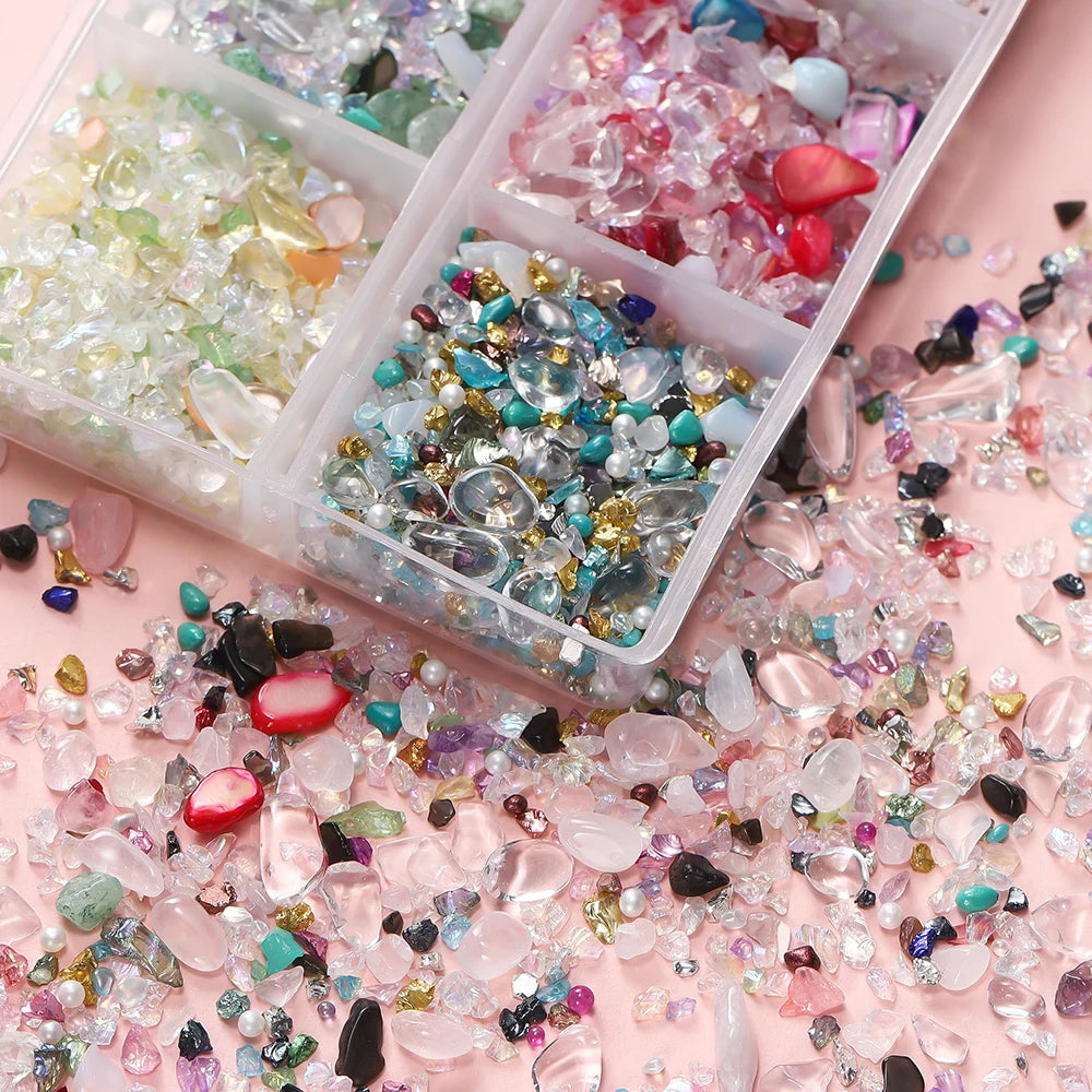 60g/Box Mixed Glass Crystal Crushed Stone Epoxy Resin Fillers Material for DIY Resin Jewelry Making Accessories Nail Art Crafts