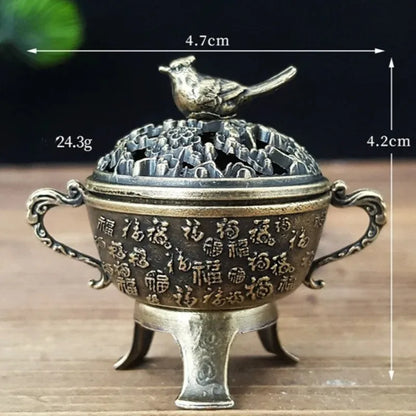 Ancient Style Magpie Lucky Incense Burner Metal Lotus Incense Burner Bowl Incense Holder With Handle Yoga Meditation Home Decor