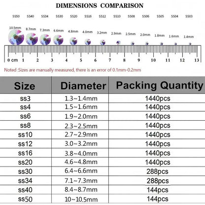 Super Glitter Crystal AB Non Hotfix Rhinestones SS3-SS50 FlatBack Strass Sewing&Fabric Garment Nail Art Rhinestones Decorations
