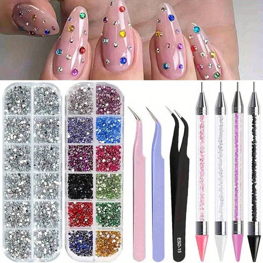 Nails Art Multi-Size Flat Back Acrylic Rhinestones 3D Crystal DIY Decorations Glitter Crystal Gem Manicure Accessories With