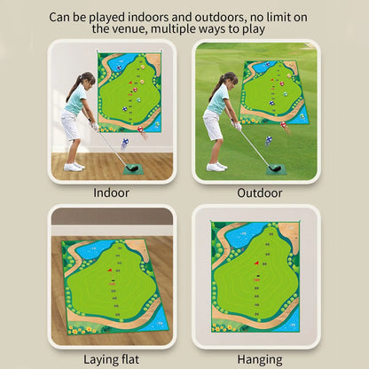 Golf Chipping Game Golf Chipping Battle Game With Hitting Mat Sticky Practice Mat With Club Putting Green Training Equipment For