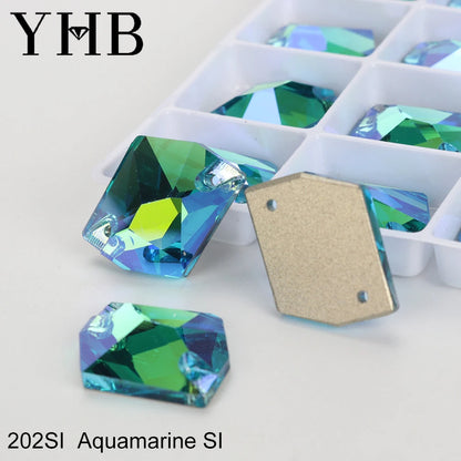 YHB Top Quality Cosmic Glass Crystal AB Moonlight Sewing Stones Flatback Sew on Rhinestones For Garment Clothes Bags