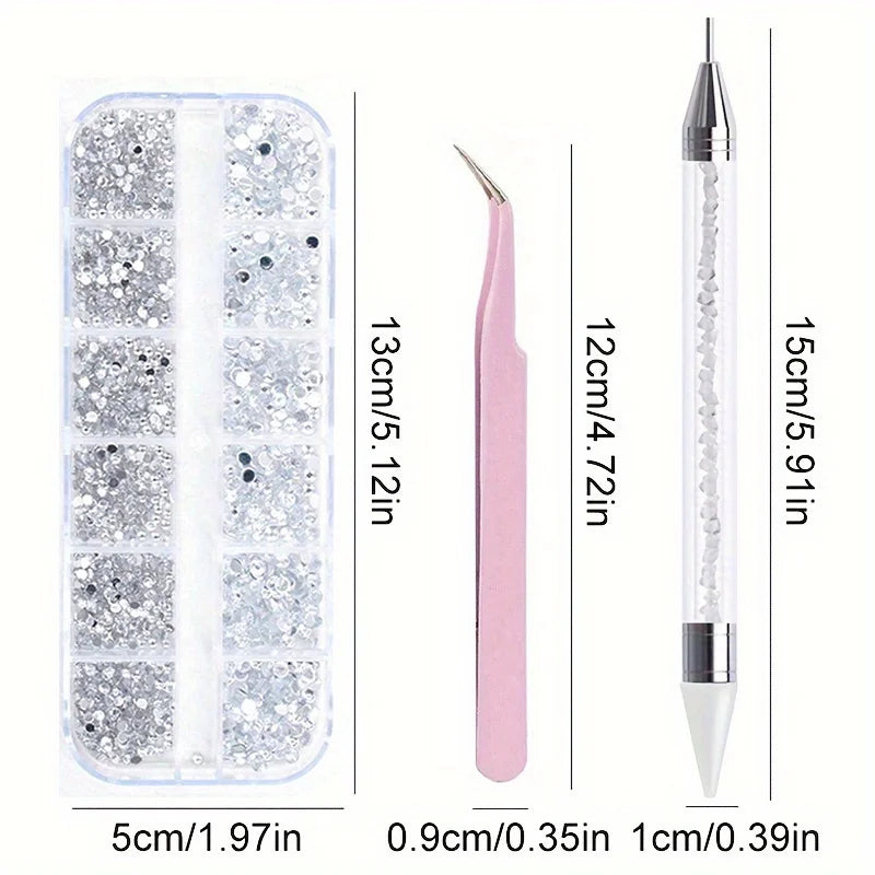 Nails Art Multi-Size Flat Back Acrylic Rhinestones 3D Crystal DIY Decorations Glitter Crystal Gem Manicure Accessories With