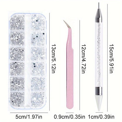 Nails Art Multi-Size Flat Back Acrylic Rhinestones 3D Crystal DIY Decorations Glitter Crystal Gem Manicure Accessories With