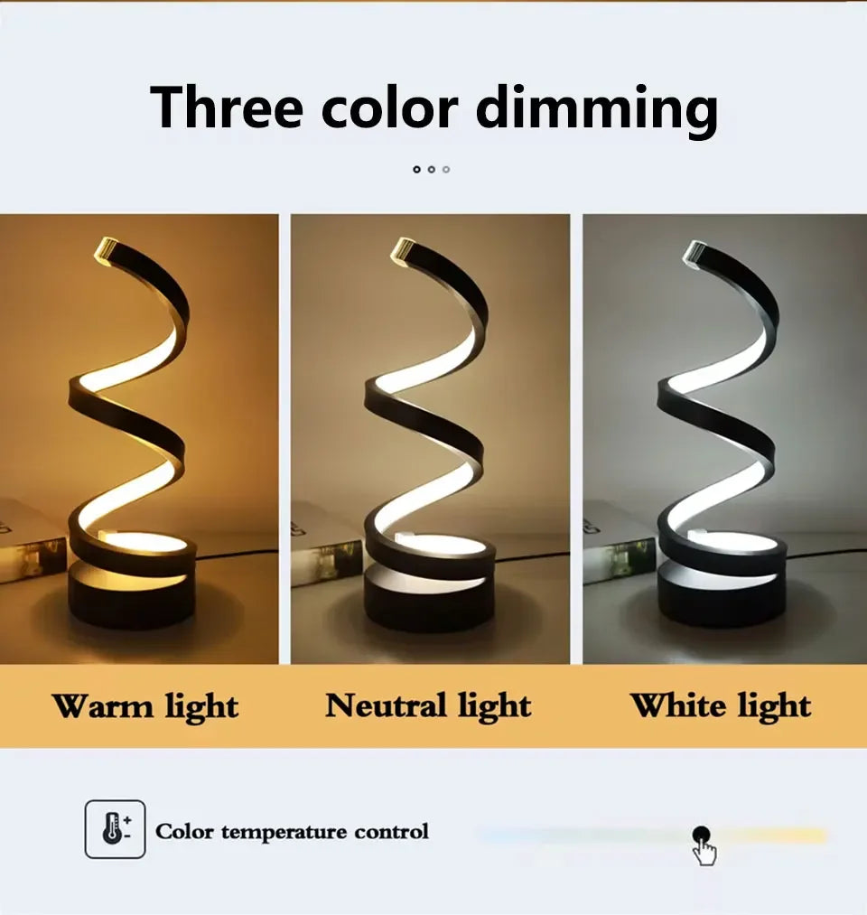 LED Night Light Spiral Table Lamp Modern Bedside Lamps Dimmable Night Lamp Office Living Room Bedroom Decoration Night Lights