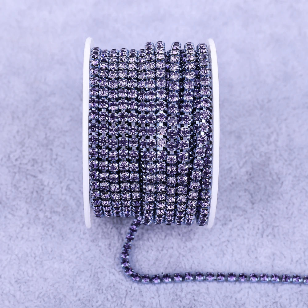 Crystal 10 Yard Rhinestones Trim Stone Cup Chain Gold Diamond Strass Decorative Applique Crystal Trimmings For Dresses