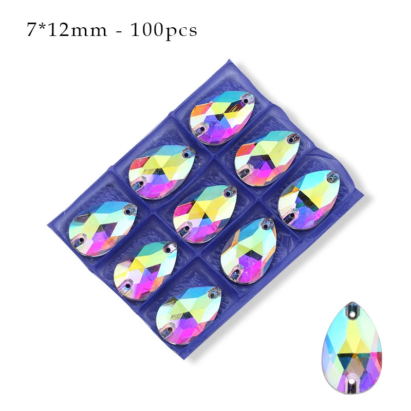 Crystal AB Ordinary Crystal Glass Sewing Rhinestones Sew On Flatback Rhinestone Wedding Dress Accessories DIY Garment Making