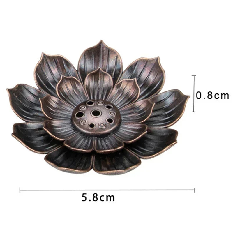 New 1PC Alloy Incense Burner Stick Holder Plate Buddhism Lotus Censer Nasturtium Bronze Incense Burner