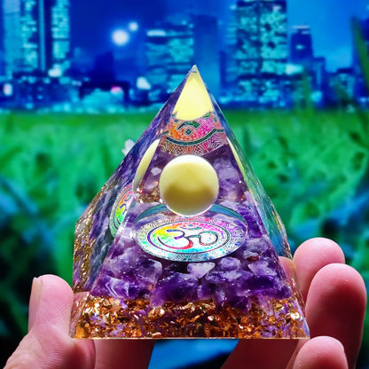 Natural stone amethyst crystalEnergy Generator Orgone Pyramid for E-Energy Protection Healing meditation orgonite crystal chakra