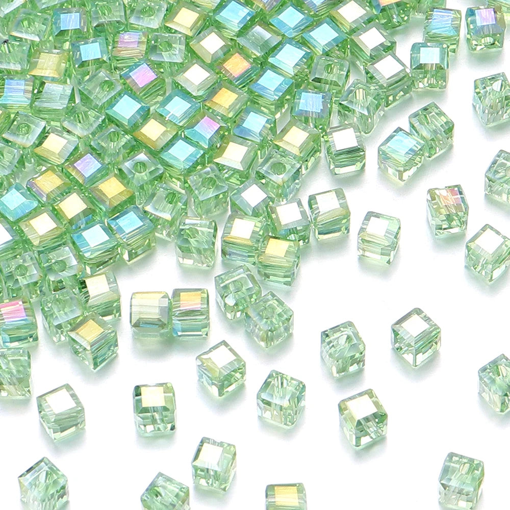 50pcs 4/6/8mm Square Faceted Glass Crystal Beads Loose Spacer Cube Beads for Jewelry Making DIY Bracelet Accessories Wholesale