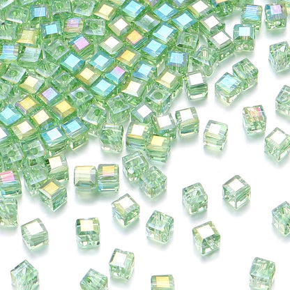 50pcs 4/6/8mm Square Faceted Glass Crystal Beads Loose Spacer Cube Beads for Jewelry Making DIY Bracelet Accessories Wholesale