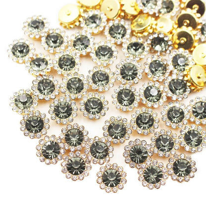 8mm-12mm Sunflower Sewing Claw Rhinestones Crystals Glass Beads Buttons Stones Sew On Rhinestone for Clothes Sewing Accessories
