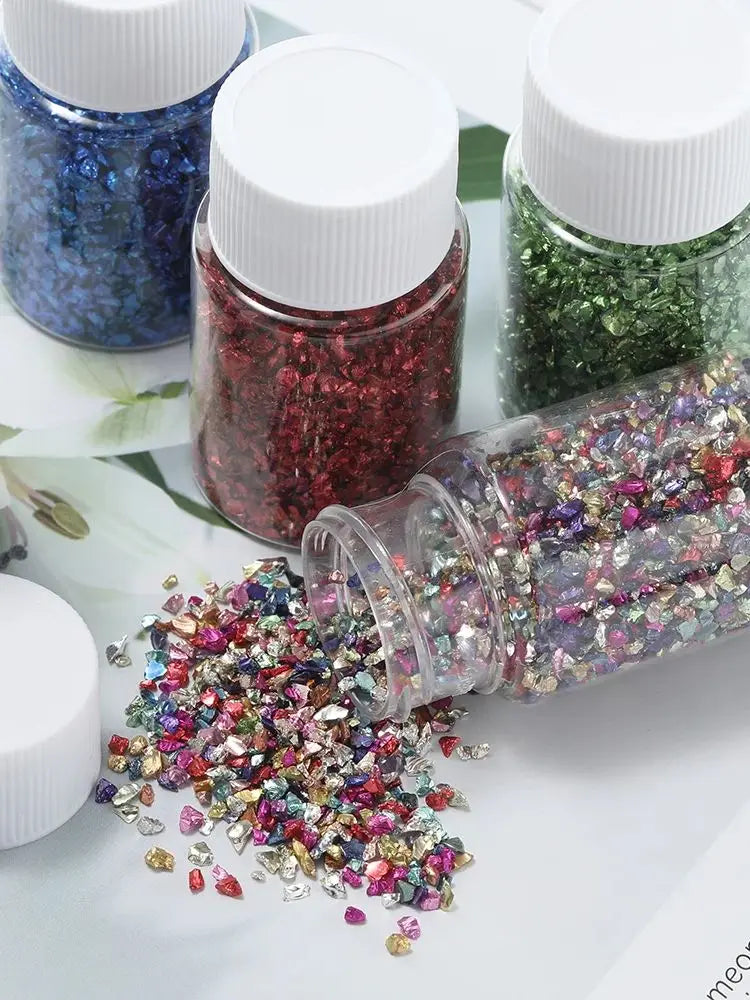 30g/Bottle Glass Crushed Stones Resin Fillings for DIY Epoxy Resin Mold Irregular Crystal Nail Art Decoration Jewelry Making