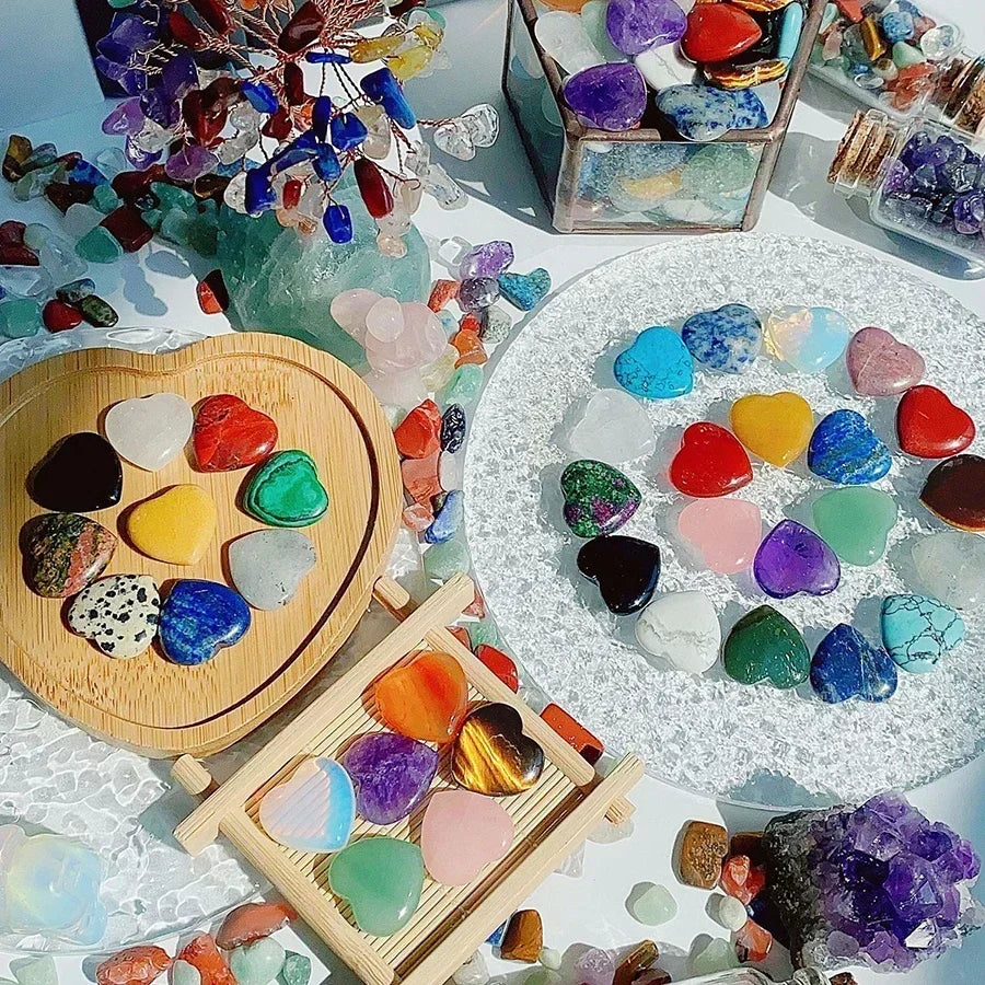 10/20/30PCS Heart Shape LOVE 20MM Natural Crystal Amethyst Agate Mineral Healing Stone Gravel Specimen Home Decoration 2025