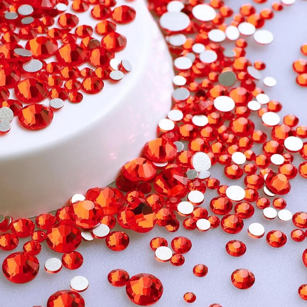 SS3-SS20 Mix Size Glitter Glass Round Rhinestones Silver Bottom Non Hotfix Small Size Crystal For Nail Art Clothes Decoration