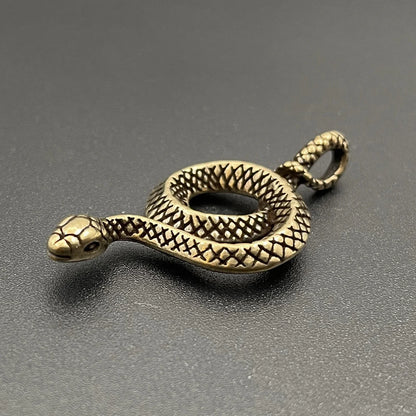 Copper Snake Vintage Handmade Brass Cobra Key Foddle Pure Zodiac Disc Belt Hanging Car Key Foot Pendant