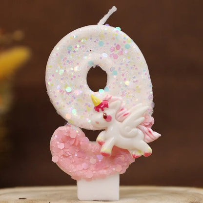 Nến Sinh Nhật Vui Vẻ Nến Số 0-9 Nến Sinh Nhật Kỳ Lân Hồng Trang Trí Bánh Nến Tiệc Sinh Nhật Trẻ Em