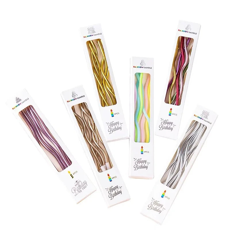 1/6boxes 15CM Curved Cake Candles Birthday Baby Shower Gender Reveal Cupcake Decorating Candle Toppers Wedding Party Decorative