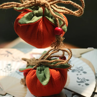 Incense Bag with Persimmon Pendant, Can Be Hung on Rearview Mirror or Car,Blessing Purse,Empty Bag Material Kit for Good Fortune
