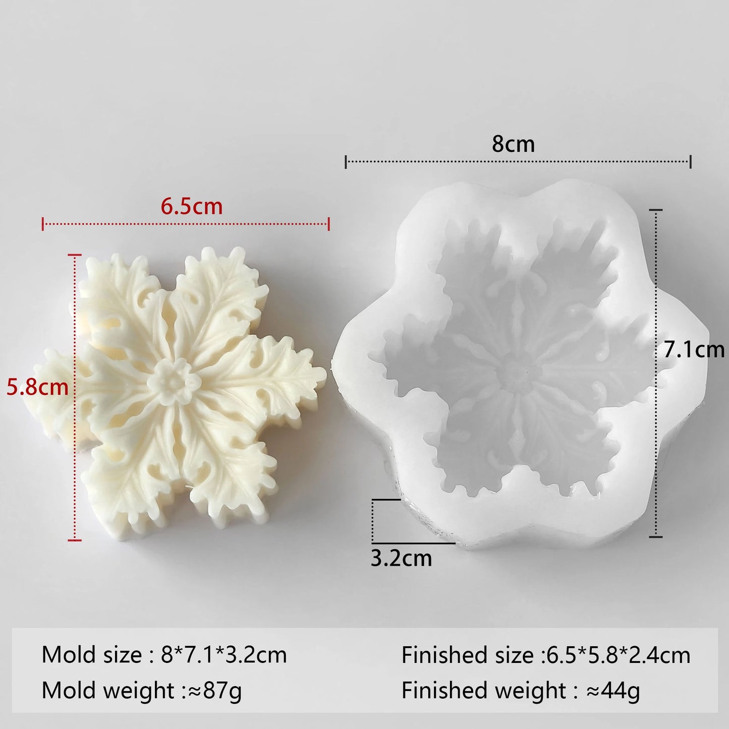 Snowflake Candle Silicone Mold DIY Christmas Soap Wax Melt Mold Aroma Stone Decor Handmade Craft Gift Home Decor Holiday Ornamen