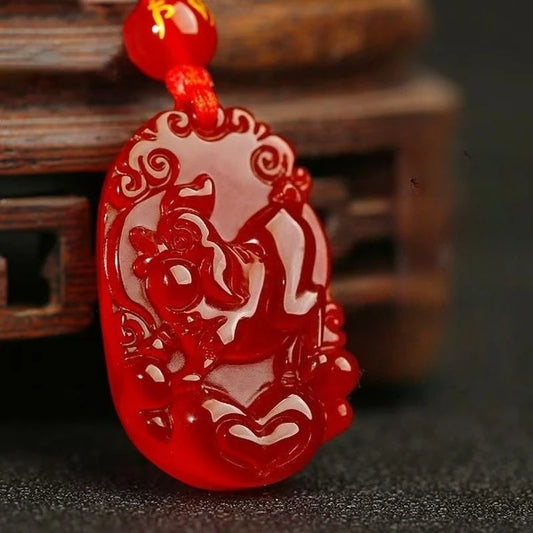 Nouveau pendentif Zodiaque en agate très glacée, pendentif en jade de style ethnique classique