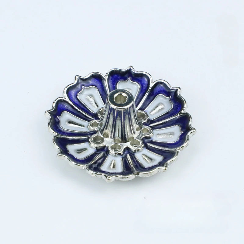 1PCS Lotus Alloy Incense Burner Stick Holder Home Buddhism Line Incense Plate Sandalwood Coil Base Temples Delicate Home Decor