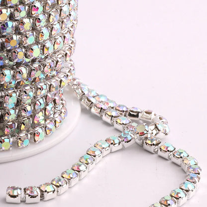 1Yard 10Yards/roll SS6-SS16 Crystal AB Claw Rhinestone Glass Sewn On Rhinestones Chain for Needlework Fabric Sewing Trimmings