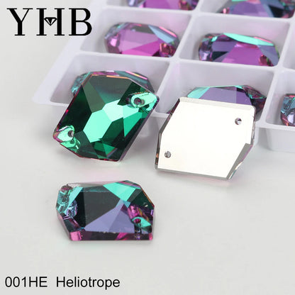 YHB Top Quality Cosmic Glass Crystal AB Moonlight Sewing Stones Flatback Sew on Rhinestones For Garment Clothes Bags