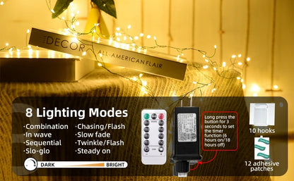 LED Firecracker String Lights EU/US DC Power Remote Control Halloween Garland Fairy Light for Wedding Party Christmas Decoration