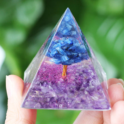 Natural stone amethyst crystalEnergy Generator Orgone Pyramid for E-Energy Protection Healing meditation orgonite crystal chakra