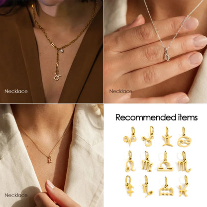 12 signes du zodiaque Pendentif Accessoires Collier Constellation en Acier Inoxydable Cadeau d'Anniversaire