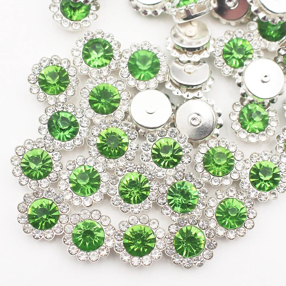 8mm-12mm Sunflower Sewing Claw Rhinestones Crystals Glass Beads Buttons Stones Sew On Rhinestone for Clothes Sewing Accessories